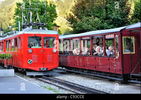 Train historique : le train du Montenvers, Chamonix, France. Banque D'Images