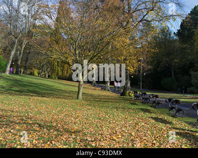 Dh Valley Gardens HARROGATE NORTH YORKSHIRE personnes marcher dans un parc d'automne uk park Banque D'Images