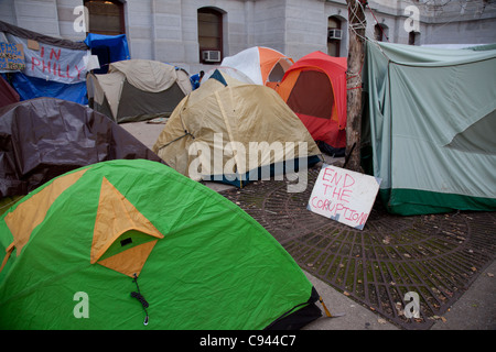 Occupy Wall Street à l'Hôtel de ville de Philadelphie Banque D'Images