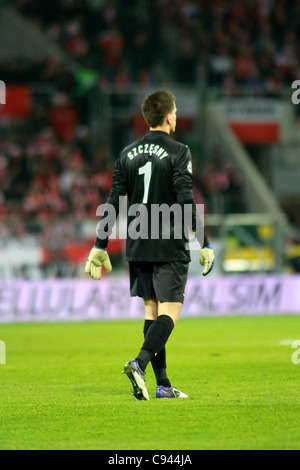 11.11.2011 Wroclaw, Pologne. WOJCIECH SZCZESNY (POL en action au cours de l'international football match amical entre la Pologne et l'Italie. Banque D'Images