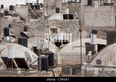 Vue sur les toits de la vieille ville de Jérusalem, Israël Banque D'Images