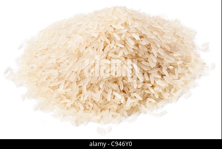 Tas de riz isolé sur un fond blanc. Banque D'Images