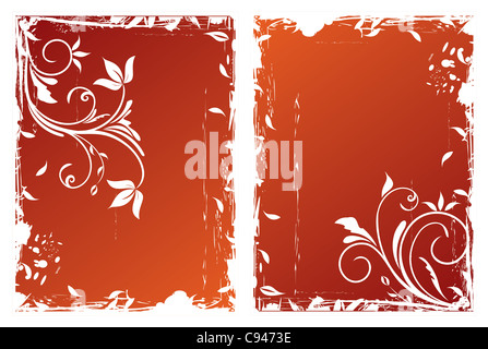 Automne Illustration grunge floral frames - vector Banque D'Images