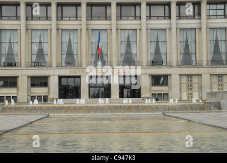 Hôtel de ville, hôtel de ville, patrimoine mondial de l'UNESCO du Havre, reconstruit par Auguste Perret APRÈS LA SECONDE GUERRE MONDIALE Banque D'Images