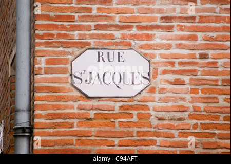 Ancienne plaque de rue Saint-Jacques, Toulouse, Haute-Garonne, Midi- Pyréneés, Occitanie, France Banque D'Images