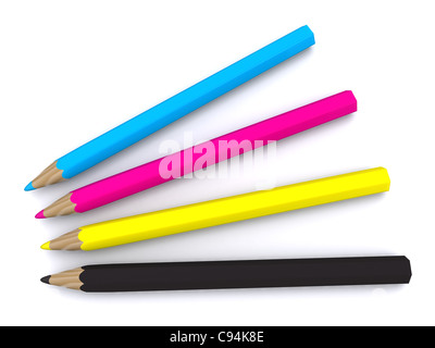 Crayons de couleur CMJN. 3D Banque D'Images