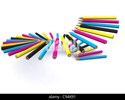 Escalier de crayons de couleur. 3D Banque D'Images