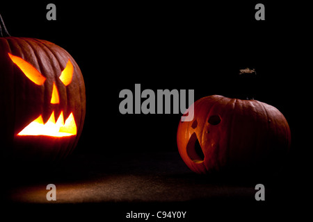 Scary jack-o-lanternes citrouilles Banque D'Images