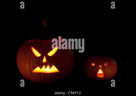 Scary jack-o-lanternes citrouilles Banque D'Images