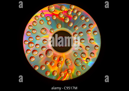 Couleurs arc-en-bulle sur fond de disque Banque D'Images