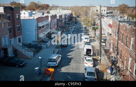 Maisons dans le quartier de New York est de Brooklyn à New York sont vus le samedi, Novembre 12, 2011. (© Richard B. Levine) Banque D'Images