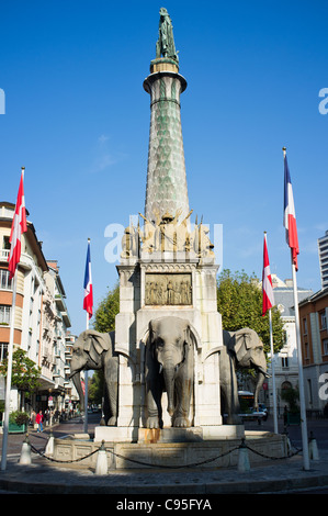 Fontaine des éléphants. Chambéry, France. 22/09/2011. Banque D'Images