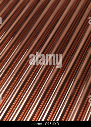 Plomberie tube cuivre brillant Résumé Contexte artistique Banque D'Images