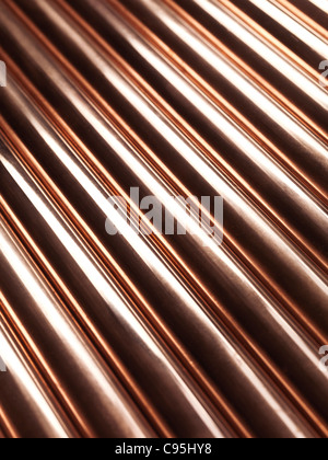 Plomberie tube cuivre brillant Résumé Contexte artistique Banque D'Images