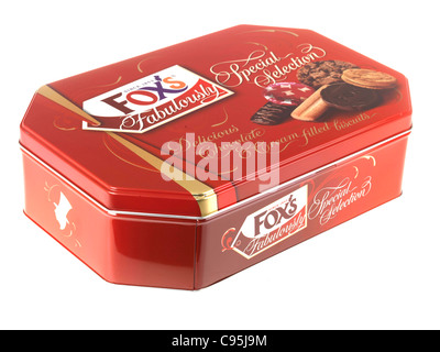 Étain rouge marque de biscuits de Fox isolés de sélection sur un fond blanc avec un chemin de détourage et aucun peuple Banque D'Images