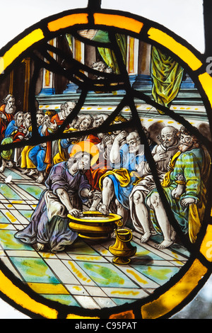 L'Angleterre, Hampshire, New Forest, Beaulieu, l'intérieur du Palais de Beaulieu Maison, Vitrail Banque D'Images