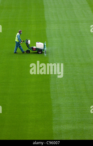 République d'Irlande, Dublin, pulvérisation Greenkeeper Jeu dans l'Aviva Stadium Banque D'Images