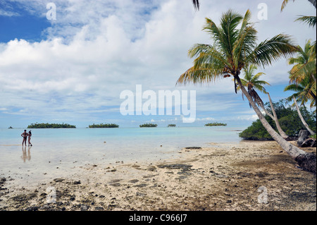 Polynésie Française Rangiroa lagon bleu Banque D'Images