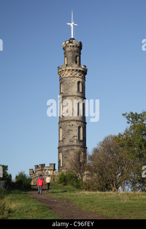 Monument Nelson sur Calton Hill pour commémorer l'amiral Nelson Edinburgh Scotland UK Banque D'Images