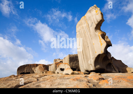 Le vent-érodé Remarkable Rocks sur la côte sud de l'île Kangourou, Flinders Chase National Park, Australie du Sud, Australie Banque D'Images