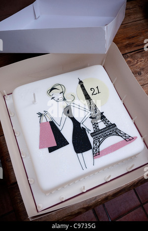 21e anniversaire cake Banque D'Images