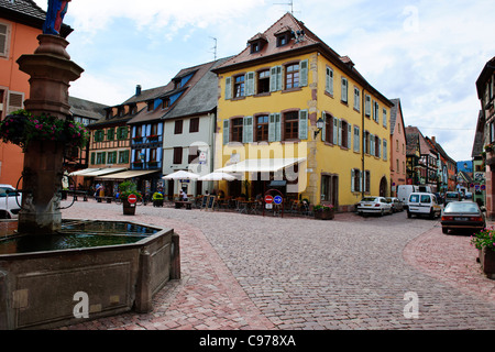 Turkenheim,Alsace,Moselle,Gewurztraminer Riesling, Pinot Gris, Muscat, cépage Sylvaner,Vins,vignobles,Villages,la,France Banque D'Images