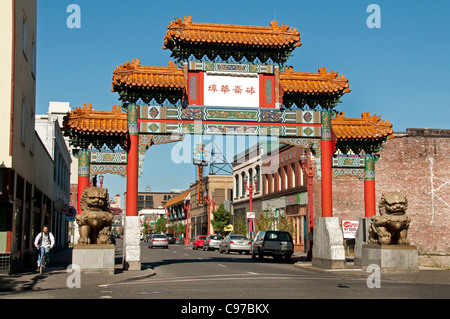 Vieille ville de Portland Oregon Ville Ville Chinatown United States Banque D'Images