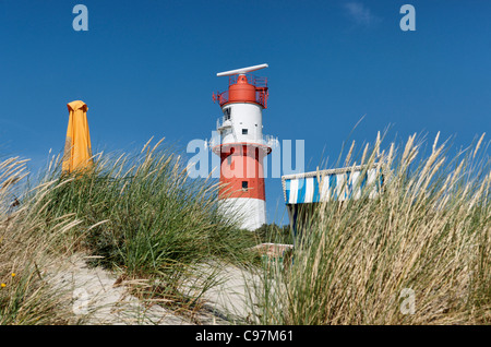 Suedbad électrique, phare, Mer du Nord, l'île de Borkum Frise orientale, Basse-Saxe, Allemagne Banque D'Images