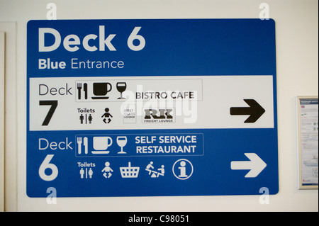 Restaurant sign sur une Norfolkline ferry transmanche DFDS Banque D'Images