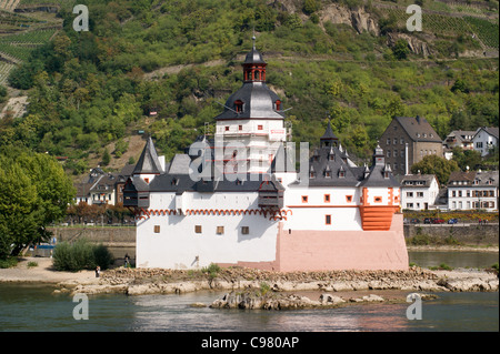 Burg Pfalzgrafenstein château sans frais sur le Rhin, Kaub, Bacharach, près de Rheinland-Pfalz, Allemagne Banque D'Images