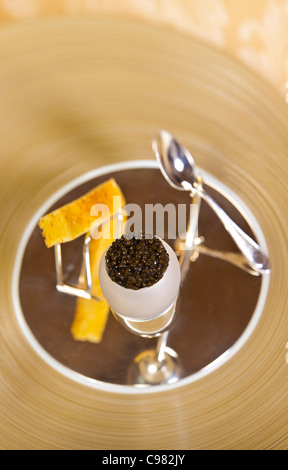 Avec des œufs de caviar, garni d'un doigt de pain croûté., CHATEAU SAINT-MARTIN & SPA - 2490 Avenue des Templiers - BP 102 - 06 Banque D'Images