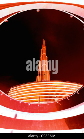 BURJ KHALIFA, BURJ CHALIFA, la tour la plus haute du monde, 828m de hauteur, le centre-ville de Dubaï, aux Émirats arabes unis, Moyen Orient Banque D'Images