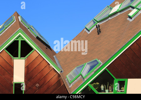 Détails architecturaux de l' 'kubuswoningen maisons cubiques (en anglais) à Helmond, conçu par l'architecte néerlandais Piet Blom. Banque D'Images