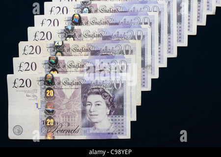 £20 Notes réparties Banque D'Images