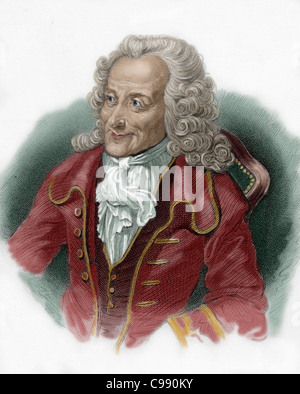 François Marie Arouet, appelé Voltaire (1694-1778). L'écrivain français. Banque D'Images