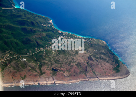 Curaçao,pays-Bas Lesse Leeward Antilles,ABC Islands,Dutch,Westpunt,Playa Kalki,Mer des Caraïbes,eau,vue aérienne au-dessus,American Airlin Banque D'Images
