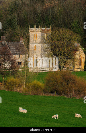 Le hameau de Nether Cerne, Dorset, en format vertical UK Mars 2011 Banque D'Images