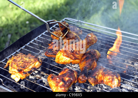 Poulet grillé dans le garten Banque D'Images