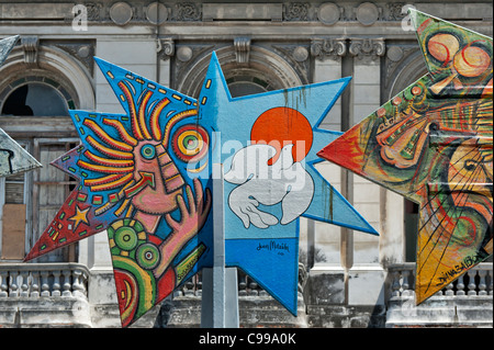 Peintures sur des plaques de rue Paseo del Prado au centre de La Havane Cuba Banque D'Images