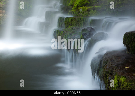 Forest River et Cascade, parc national de Brecon Beacons, le Pays de Galles Banque D'Images