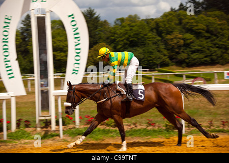 Courses hippiques à l'Hippodrome de Pompadour Banque D'Images