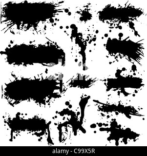 Ensemble de plusieurs taches d'encre et splatter éléments de conception. Banque D'Images