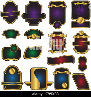 Un ensemble de 16 modèles d'étiquettes Les étiquettes de boissons comme parfaite. Banque D'Images