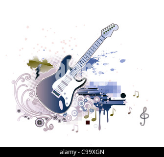 Illustration de l'abstract design parti avec guitare Banque D'Images