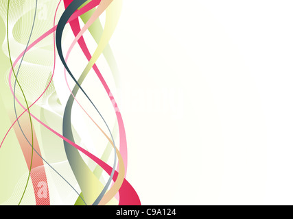 Illustration de fond abstrait fait de lignes courbes colorées Banque D'Images