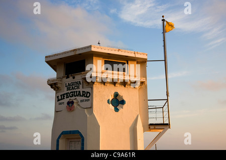 Laguna Lifeguard Cabine - Californie Banque D'Images