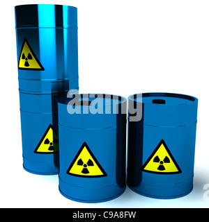 Canon 3d blue déchets radioactifs isolated on white Banque D'Images