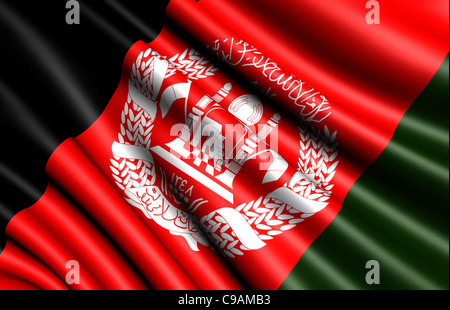 Drapeau de l'Afghanistan. Close up. Banque D'Images