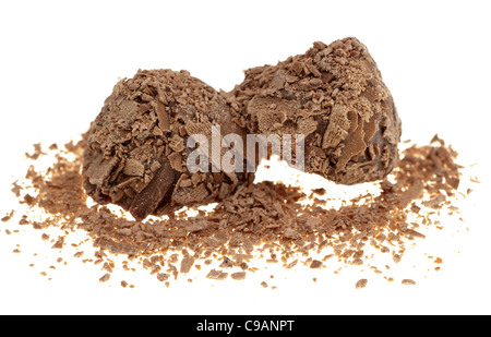 Deux truffes au chocolat au lait en flocons Banque D'Images