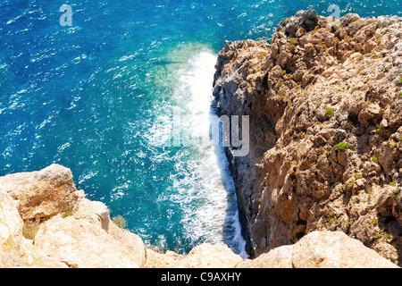 Mousse de mer méditerranée côte rocheuse à Formentera Cap de Barbaria Banque D'Images